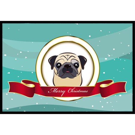 Carolines Treasures Fawn Pug Merry Christmas Indoor and Outdoor Mat- 18 x 27 in. BB1572MAT